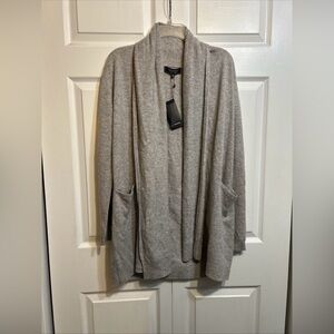NWT Cashmere 4U 100% Cashmere Long Sleeve Cardigan w/pockets Size  M Medium Gray